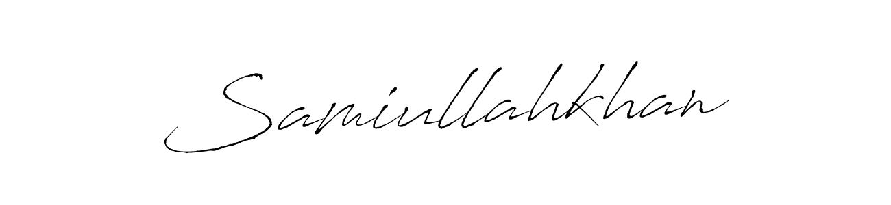 The best way (Antro_Vectra) to make a short signature is to pick only two or three words in your name. The name Samiullahkhan include a total of six letters. For converting this name. Samiullahkhan signature style 6 images and pictures png