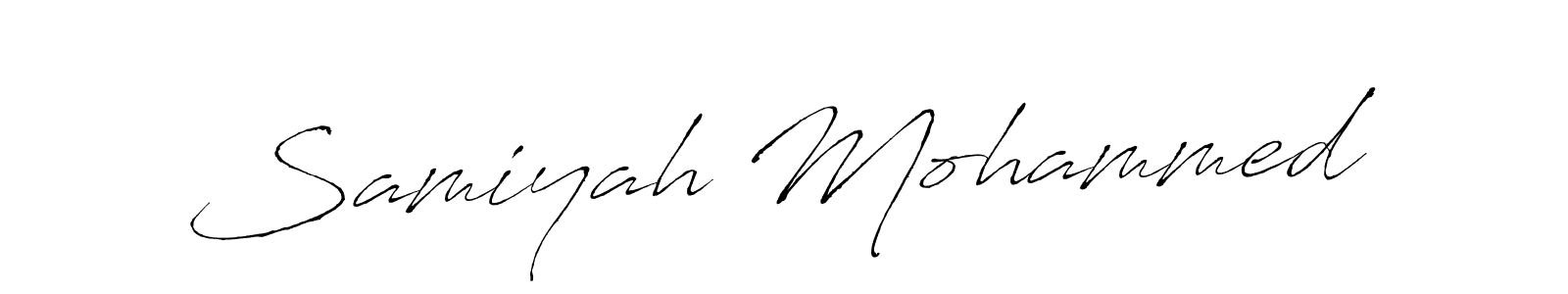 How to make Samiyah Mohammed name signature. Use Antro_Vectra style for creating short signs online. This is the latest handwritten sign. Samiyah Mohammed signature style 6 images and pictures png