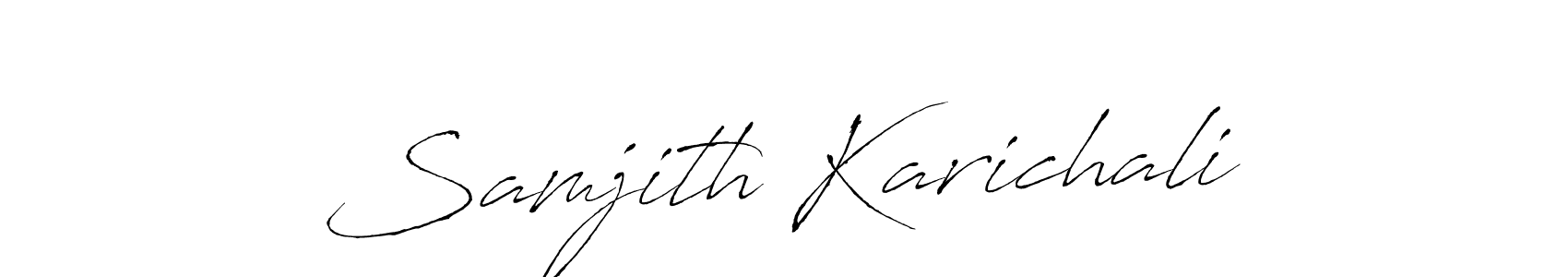 Also we have Samjith Karichali name is the best signature style. Create professional handwritten signature collection using Antro_Vectra autograph style. Samjith Karichali signature style 6 images and pictures png