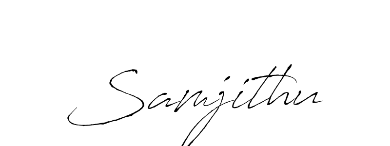 The best way (Antro_Vectra) to make a short signature is to pick only two or three words in your name. The name Samjithu include a total of six letters. For converting this name. Samjithu signature style 6 images and pictures png