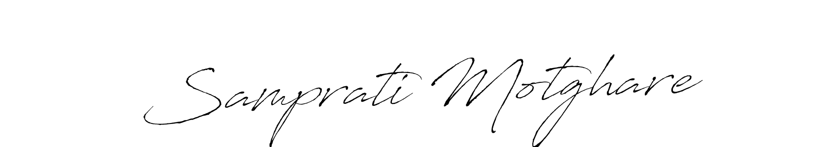 The best way (Antro_Vectra) to make a short signature is to pick only two or three words in your name. The name Samprati Motghare include a total of six letters. For converting this name. Samprati Motghare signature style 6 images and pictures png