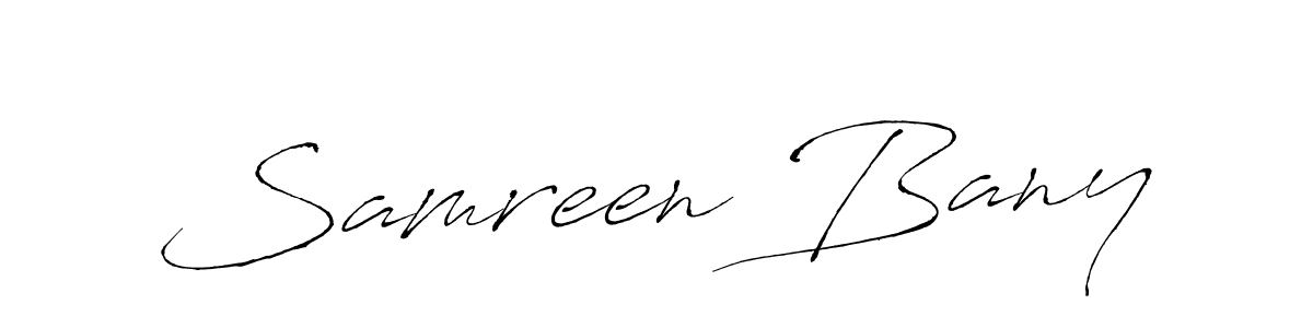 Design your own signature with our free online signature maker. With this signature software, you can create a handwritten (Antro_Vectra) signature for name Samreen Bany. Samreen Bany signature style 6 images and pictures png