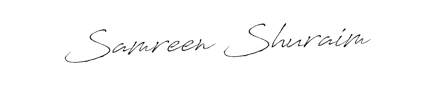 Design your own signature with our free online signature maker. With this signature software, you can create a handwritten (Antro_Vectra) signature for name Samreen Shuraim. Samreen Shuraim signature style 6 images and pictures png