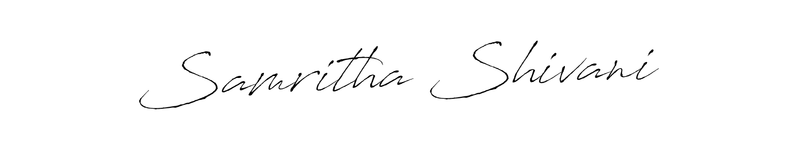 The best way (Antro_Vectra) to make a short signature is to pick only two or three words in your name. The name Samritha Shivani include a total of six letters. For converting this name. Samritha Shivani signature style 6 images and pictures png