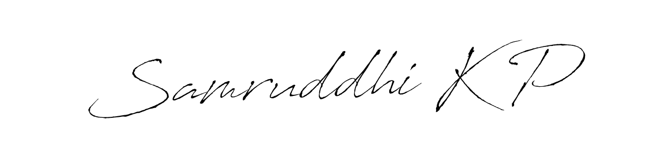 The best way (Antro_Vectra) to make a short signature is to pick only two or three words in your name. The name Samruddhi K P include a total of six letters. For converting this name. Samruddhi K P signature style 6 images and pictures png