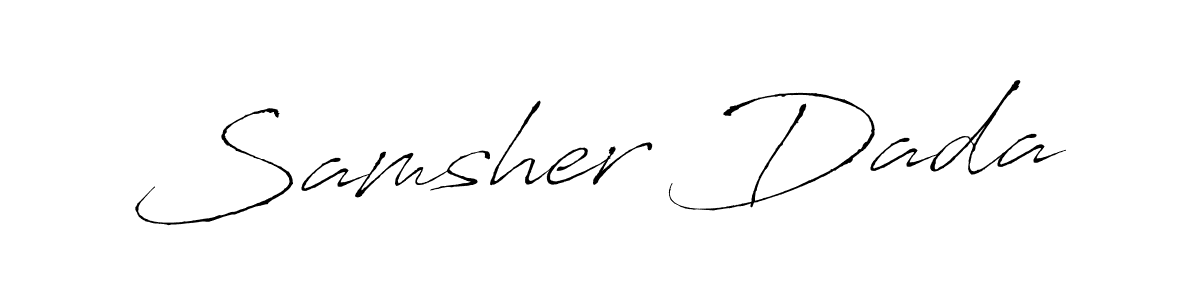 You can use this online signature creator to create a handwritten signature for the name Samsher Dada. This is the best online autograph maker. Samsher Dada signature style 6 images and pictures png