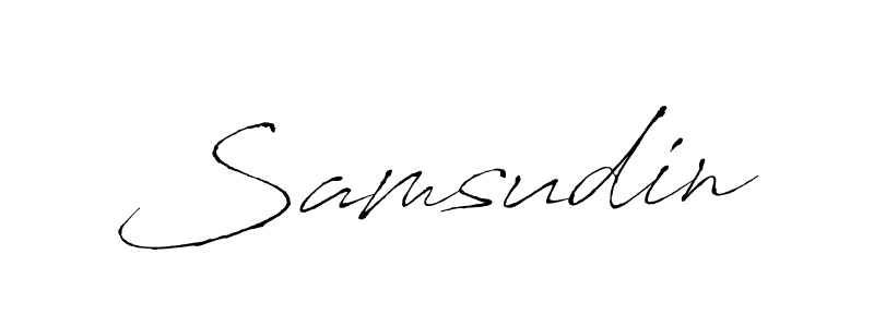 Make a beautiful signature design for name Samsudin. With this signature (Antro_Vectra) style, you can create a handwritten signature for free. Samsudin signature style 6 images and pictures png