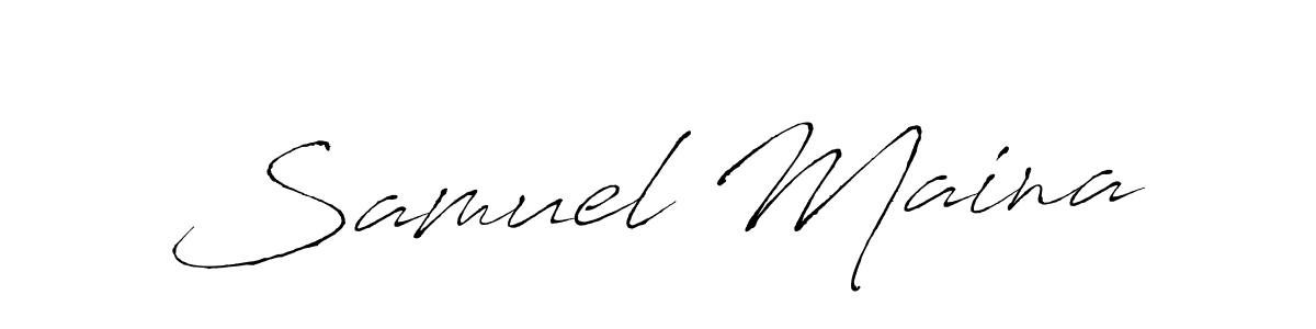 How to make Samuel Maina name signature. Use Antro_Vectra style for creating short signs online. This is the latest handwritten sign. Samuel Maina signature style 6 images and pictures png