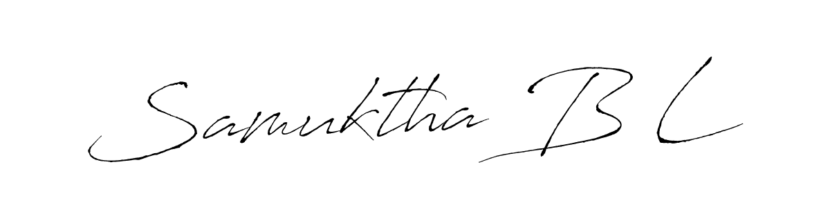 Make a beautiful signature design for name Samuktha B L. With this signature (Antro_Vectra) style, you can create a handwritten signature for free. Samuktha B L signature style 6 images and pictures png