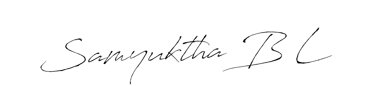 Use a signature maker to create a handwritten signature online. With this signature software, you can design (Antro_Vectra) your own signature for name Samyuktha B L. Samyuktha B L signature style 6 images and pictures png