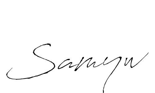 Use a signature maker to create a handwritten signature online. With this signature software, you can design (Antro_Vectra) your own signature for name Samyw. Samyw signature style 6 images and pictures png