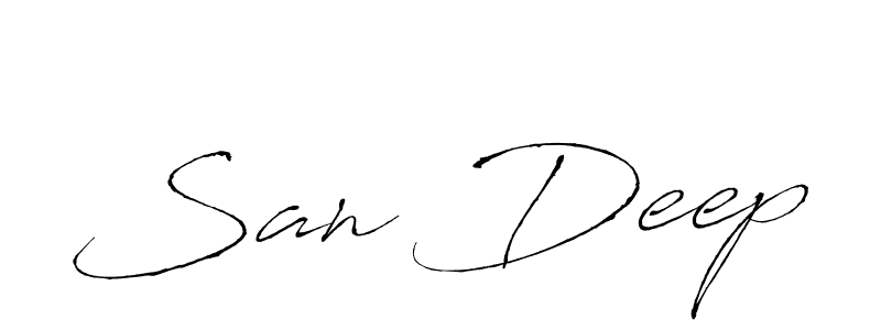 The best way (Antro_Vectra) to make a short signature is to pick only two or three words in your name. The name San Deep include a total of six letters. For converting this name. San Deep signature style 6 images and pictures png