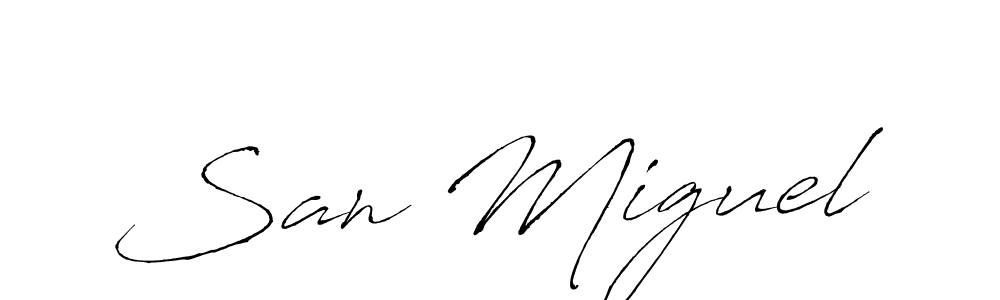 The best way (Antro_Vectra) to make a short signature is to pick only two or three words in your name. The name San Miguel include a total of six letters. For converting this name. San Miguel signature style 6 images and pictures png