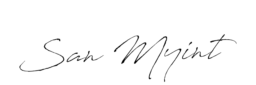 Antro_Vectra is a professional signature style that is perfect for those who want to add a touch of class to their signature. It is also a great choice for those who want to make their signature more unique. Get San Myint name to fancy signature for free. San Myint signature style 6 images and pictures png