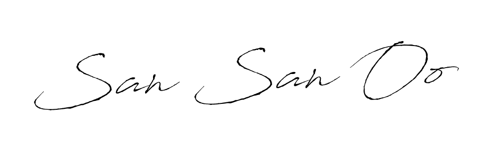 The best way (Antro_Vectra) to make a short signature is to pick only two or three words in your name. The name San San Oo include a total of six letters. For converting this name. San San Oo signature style 6 images and pictures png