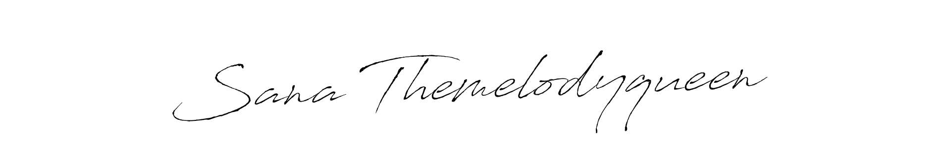 This is the best signature style for the Sana Themelodyqueen name. Also you like these signature font (Antro_Vectra). Mix name signature. Sana Themelodyqueen signature style 6 images and pictures png