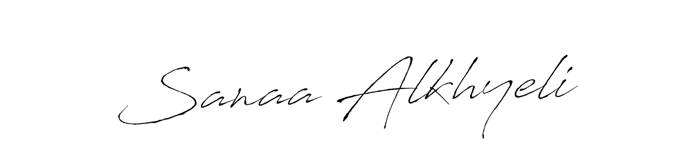 Create a beautiful signature design for name Sanaa Alkhyeli. With this signature (Antro_Vectra) fonts, you can make a handwritten signature for free. Sanaa Alkhyeli signature style 6 images and pictures png