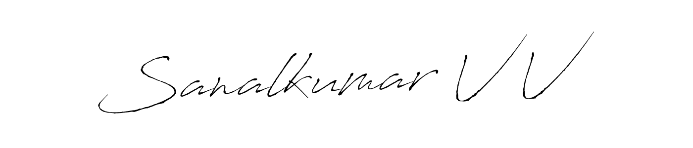 if you are searching for the best signature style for your name Sanalkumar V V. so please give up your signature search. here we have designed multiple signature styles  using Antro_Vectra. Sanalkumar V V signature style 6 images and pictures png