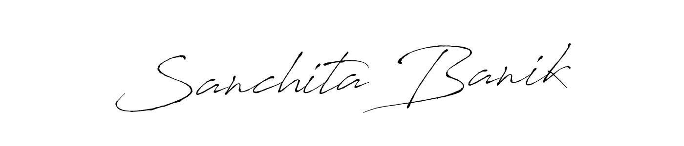 You should practise on your own different ways (Antro_Vectra) to write your name (Sanchita Banik) in signature. don't let someone else do it for you. Sanchita Banik signature style 6 images and pictures png