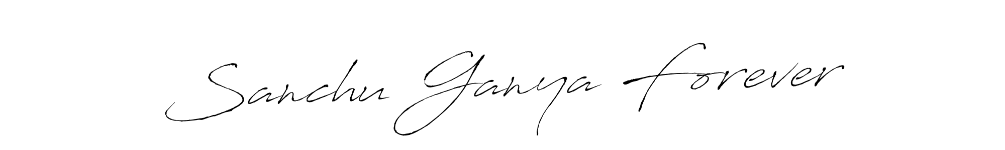 How to make Sanchu Ganya Forever name signature. Use Antro_Vectra style for creating short signs online. This is the latest handwritten sign. Sanchu Ganya Forever signature style 6 images and pictures png