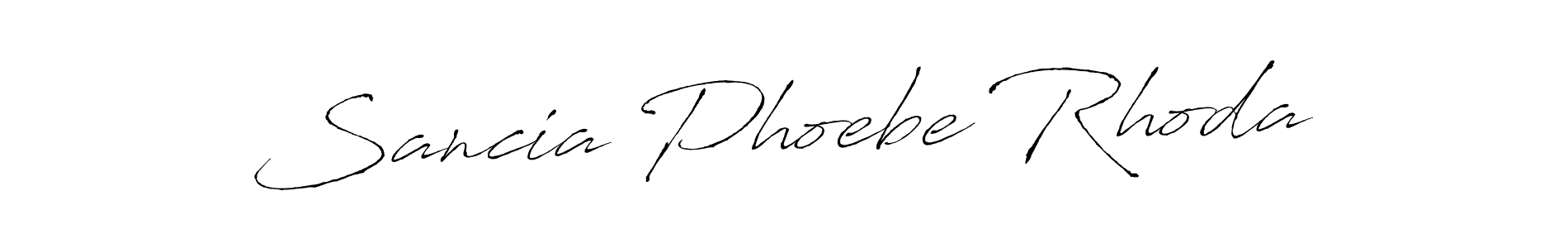 Make a beautiful signature design for name Sancia Phoebe Rhoda. With this signature (Antro_Vectra) style, you can create a handwritten signature for free. Sancia Phoebe Rhoda signature style 6 images and pictures png