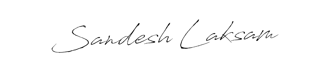 How to make Sandesh Laksam name signature. Use Antro_Vectra style for creating short signs online. This is the latest handwritten sign. Sandesh Laksam signature style 6 images and pictures png