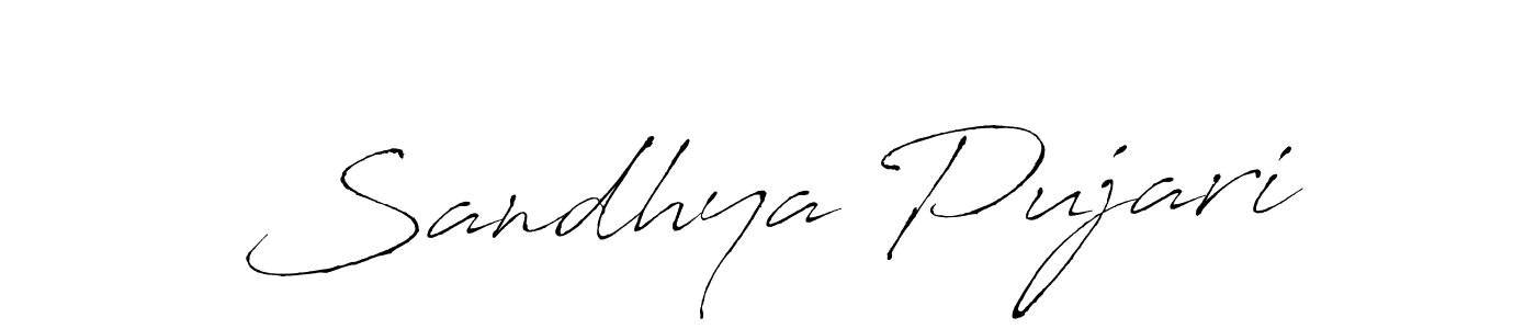 Sandhya Pujari stylish signature style. Best Handwritten Sign (Antro_Vectra) for my name. Handwritten Signature Collection Ideas for my name Sandhya Pujari. Sandhya Pujari signature style 6 images and pictures png