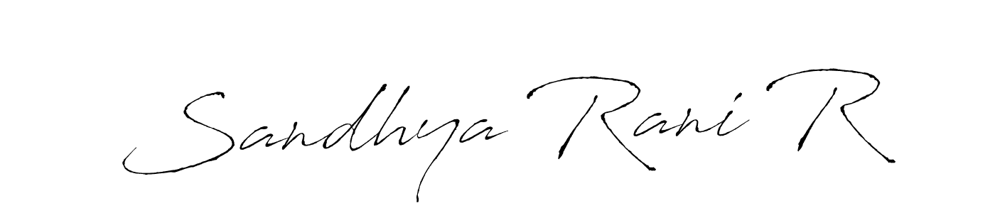 How to make Sandhya Rani R name signature. Use Antro_Vectra style for creating short signs online. This is the latest handwritten sign. Sandhya Rani R signature style 6 images and pictures png
