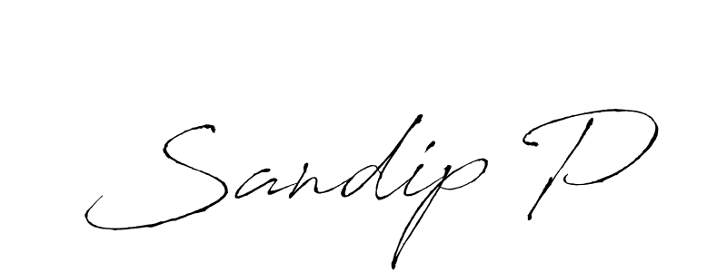 Make a beautiful signature design for name Sandip P. With this signature (Antro_Vectra) style, you can create a handwritten signature for free. Sandip P signature style 6 images and pictures png