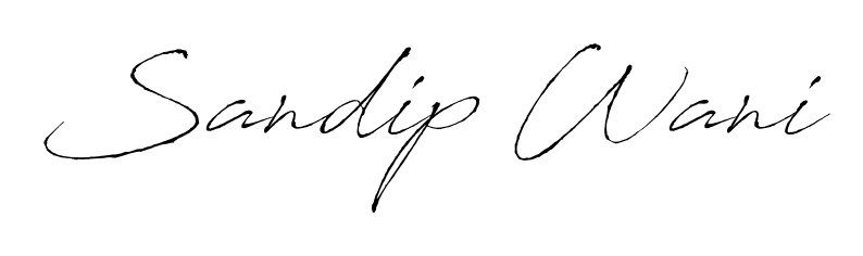 A timeless handwritten aesthetic for Sandip Wani. The Antro_Vectra font gives your signature a handcrafted feel with natural curves. Sandip Wani signature style 6 images and pictures png
