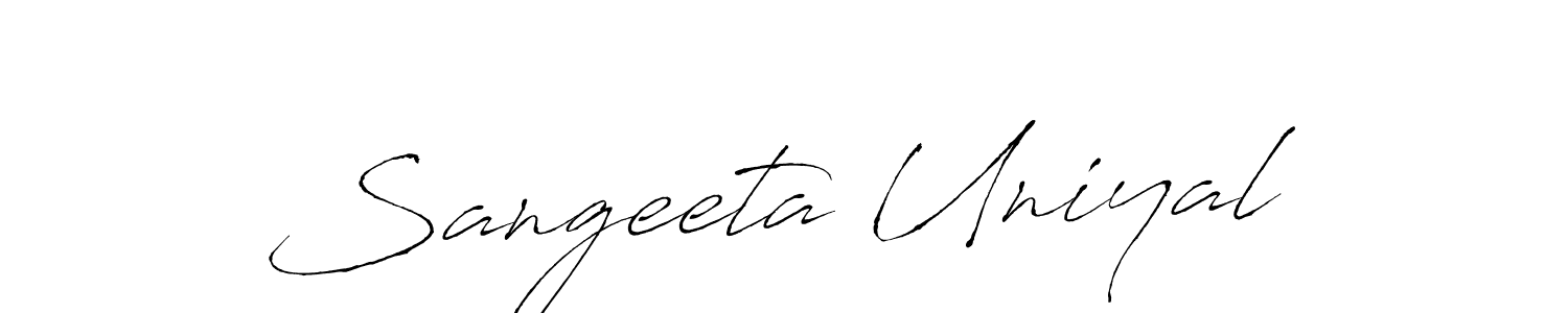 Make a beautiful signature design for name Sangeeta Uniyal. With this signature (Antro_Vectra) style, you can create a handwritten signature for free. Sangeeta Uniyal signature style 6 images and pictures png