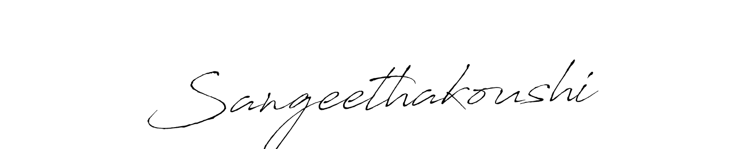 How to make Sangeethakoushi name signature. Use Antro_Vectra style for creating short signs online. This is the latest handwritten sign. Sangeethakoushi signature style 6 images and pictures png