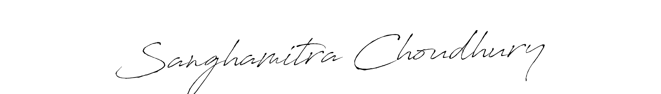 How to make Sanghamitra Choudhury signature? Antro_Vectra is a professional autograph style. Create handwritten signature for Sanghamitra Choudhury name. Sanghamitra Choudhury signature style 6 images and pictures png