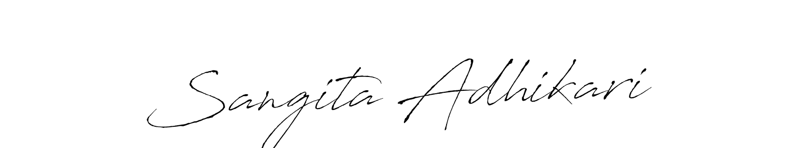 How to make Sangita Adhikari name signature. Use Antro_Vectra style for creating short signs online. This is the latest handwritten sign. Sangita Adhikari signature style 6 images and pictures png