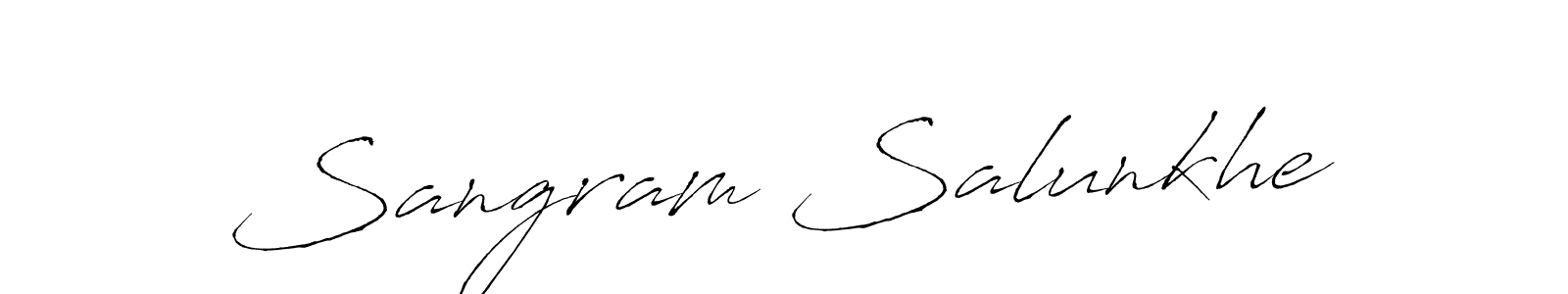 The best way (Antro_Vectra) to make a short signature is to pick only two or three words in your name. The name Sangram Salunkhe include a total of six letters. For converting this name. Sangram Salunkhe signature style 6 images and pictures png