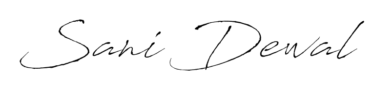 Looking for an artistic signature for Sani Dewal? The Antro_Vectra calligraphy style gives a sophisticated flow suitable for business cards and emails. Sani Dewal signature style 6 images and pictures png