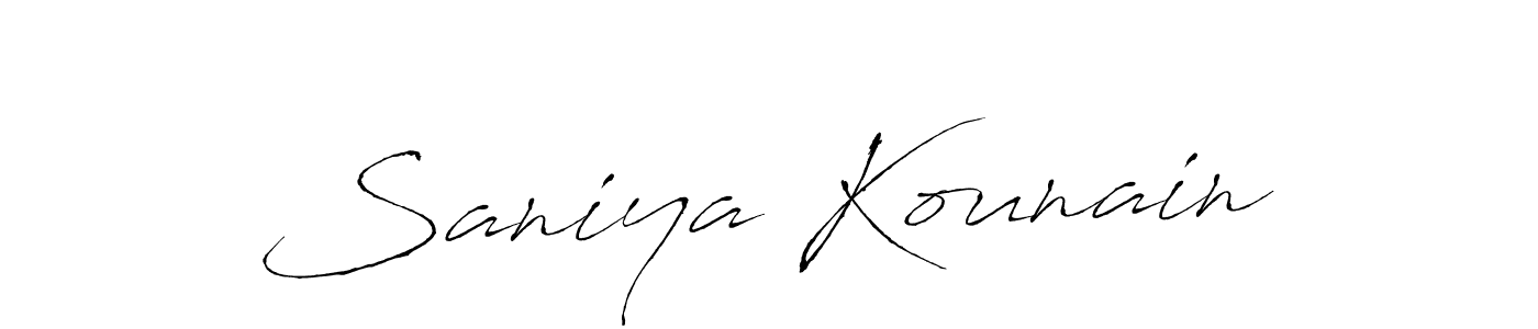 Make a beautiful signature design for name Saniya Kounain. With this signature (Antro_Vectra) style, you can create a handwritten signature for free. Saniya Kounain signature style 6 images and pictures png