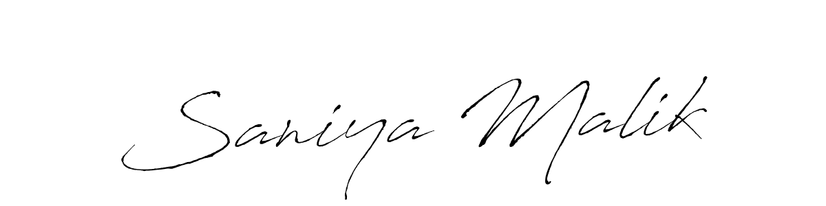 Design your own signature with our free online signature maker. With this signature software, you can create a handwritten (Antro_Vectra) signature for name Saniya Malik. Saniya Malik signature style 6 images and pictures png