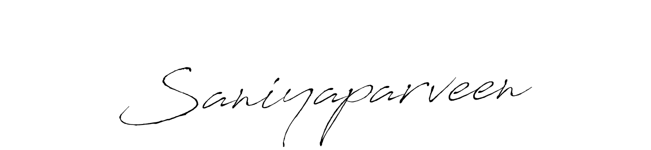 Make a beautiful signature design for name Saniyaparveen. With this signature (Antro_Vectra) style, you can create a handwritten signature for free. Saniyaparveen signature style 6 images and pictures png