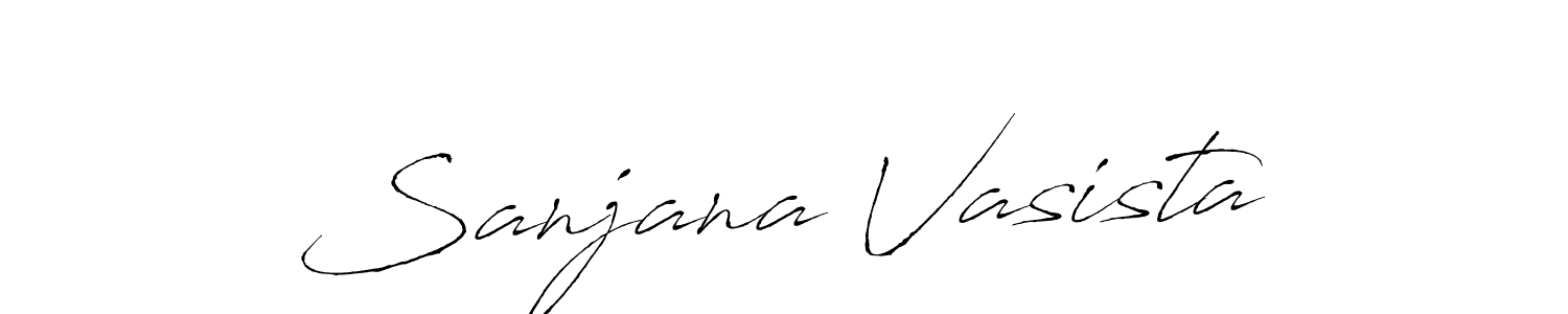 Make a beautiful signature design for name Sanjana Vasista. With this signature (Antro_Vectra) style, you can create a handwritten signature for free. Sanjana Vasista signature style 6 images and pictures png