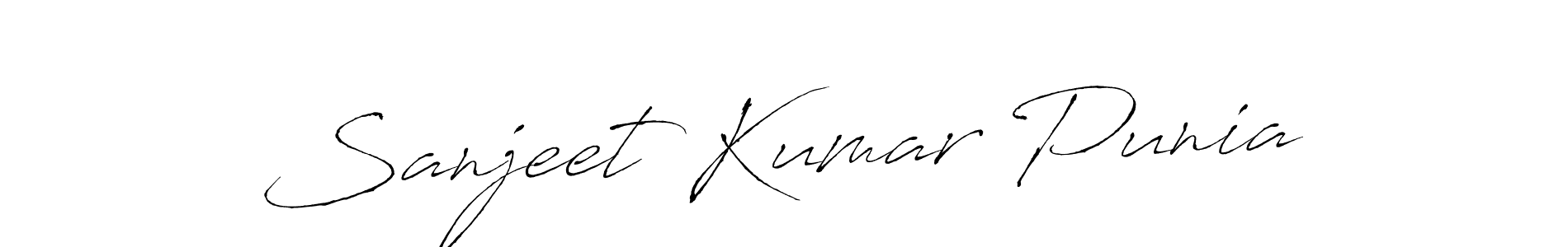 How to make Sanjeet Kumar Punia name signature. Use Antro_Vectra style for creating short signs online. This is the latest handwritten sign. Sanjeet Kumar Punia signature style 6 images and pictures png