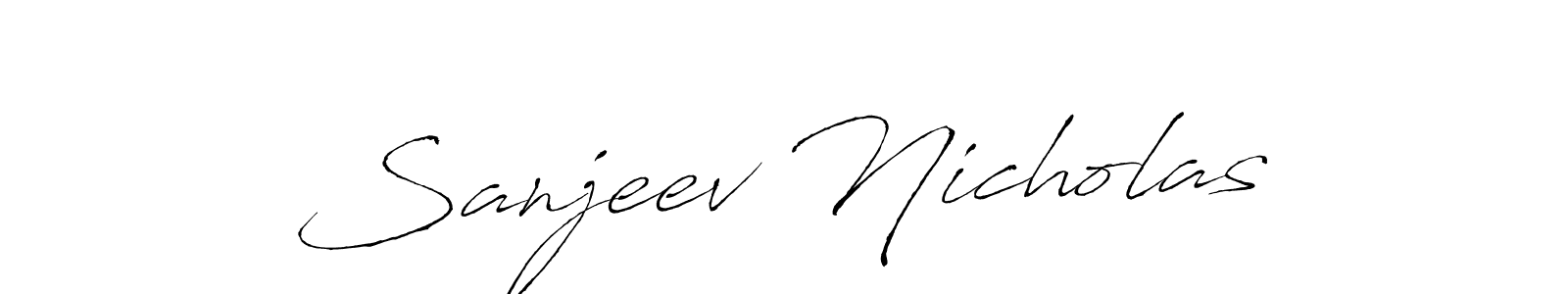 The best way (Antro_Vectra) to make a short signature is to pick only two or three words in your name. The name Sanjeev Nicholas include a total of six letters. For converting this name. Sanjeev Nicholas signature style 6 images and pictures png