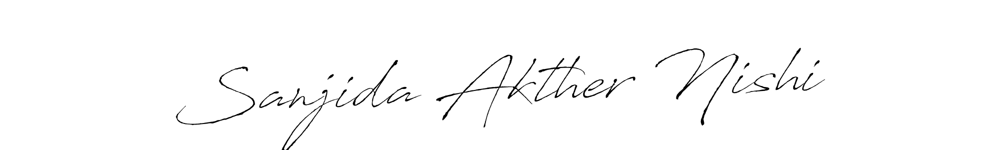 How to make Sanjida Akther Nishi name signature. Use Antro_Vectra style for creating short signs online. This is the latest handwritten sign. Sanjida Akther Nishi signature style 6 images and pictures png