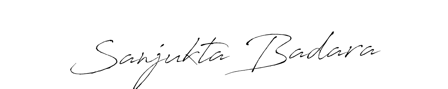 How to make Sanjukta Badara name signature. Use Antro_Vectra style for creating short signs online. This is the latest handwritten sign. Sanjukta Badara signature style 6 images and pictures png