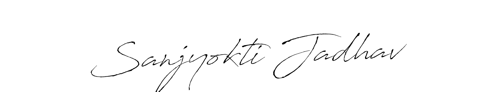 This is the best signature style for the Sanjyokti Jadhav name. Also you like these signature font (Antro_Vectra). Mix name signature. Sanjyokti Jadhav signature style 6 images and pictures png