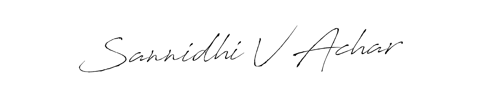 Create a beautiful signature design for name Sannidhi V Achar. With this signature (Antro_Vectra) fonts, you can make a handwritten signature for free. Sannidhi V Achar signature style 6 images and pictures png