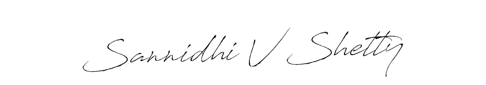 How to make Sannidhi V Shetty name signature. Use Antro_Vectra style for creating short signs online. This is the latest handwritten sign. Sannidhi V Shetty signature style 6 images and pictures png