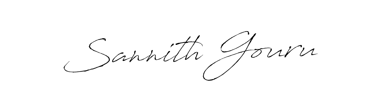 This is the best signature style for the Sannith Gouru name. Also you like these signature font (Antro_Vectra). Mix name signature. Sannith Gouru signature style 6 images and pictures png
