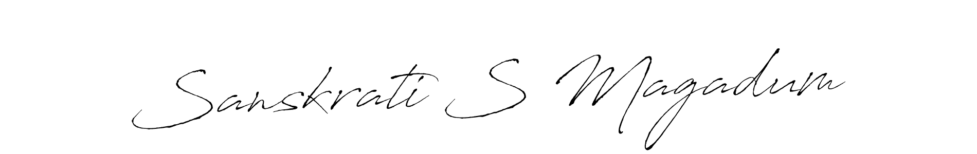 Similarly Antro_Vectra is the best handwritten signature design. Signature creator online .You can use it as an online autograph creator for name Sanskrati S Magadum. Sanskrati S Magadum signature style 6 images and pictures png