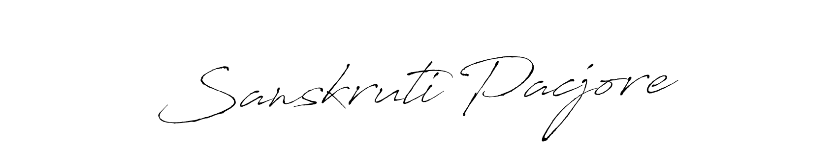 if you are searching for the best signature style for your name Sanskruti Pacjore. so please give up your signature search. here we have designed multiple signature styles  using Antro_Vectra. Sanskruti Pacjore signature style 6 images and pictures png